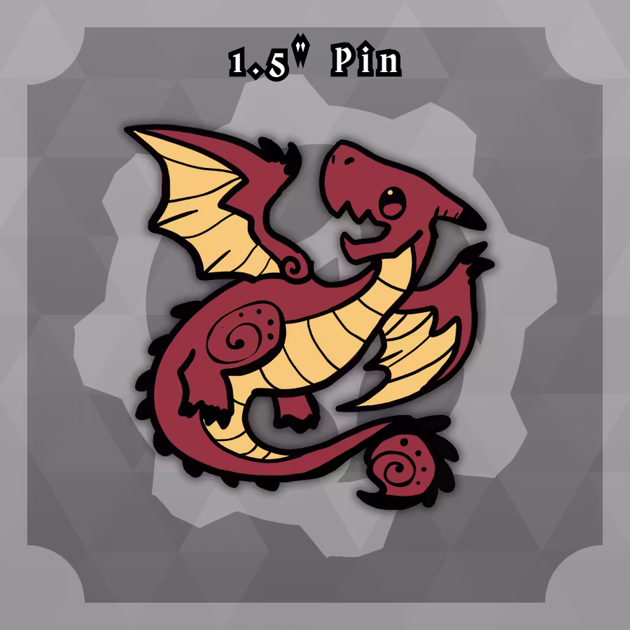 Dungeon Familiars: 1.5in Dragon Fire Pin