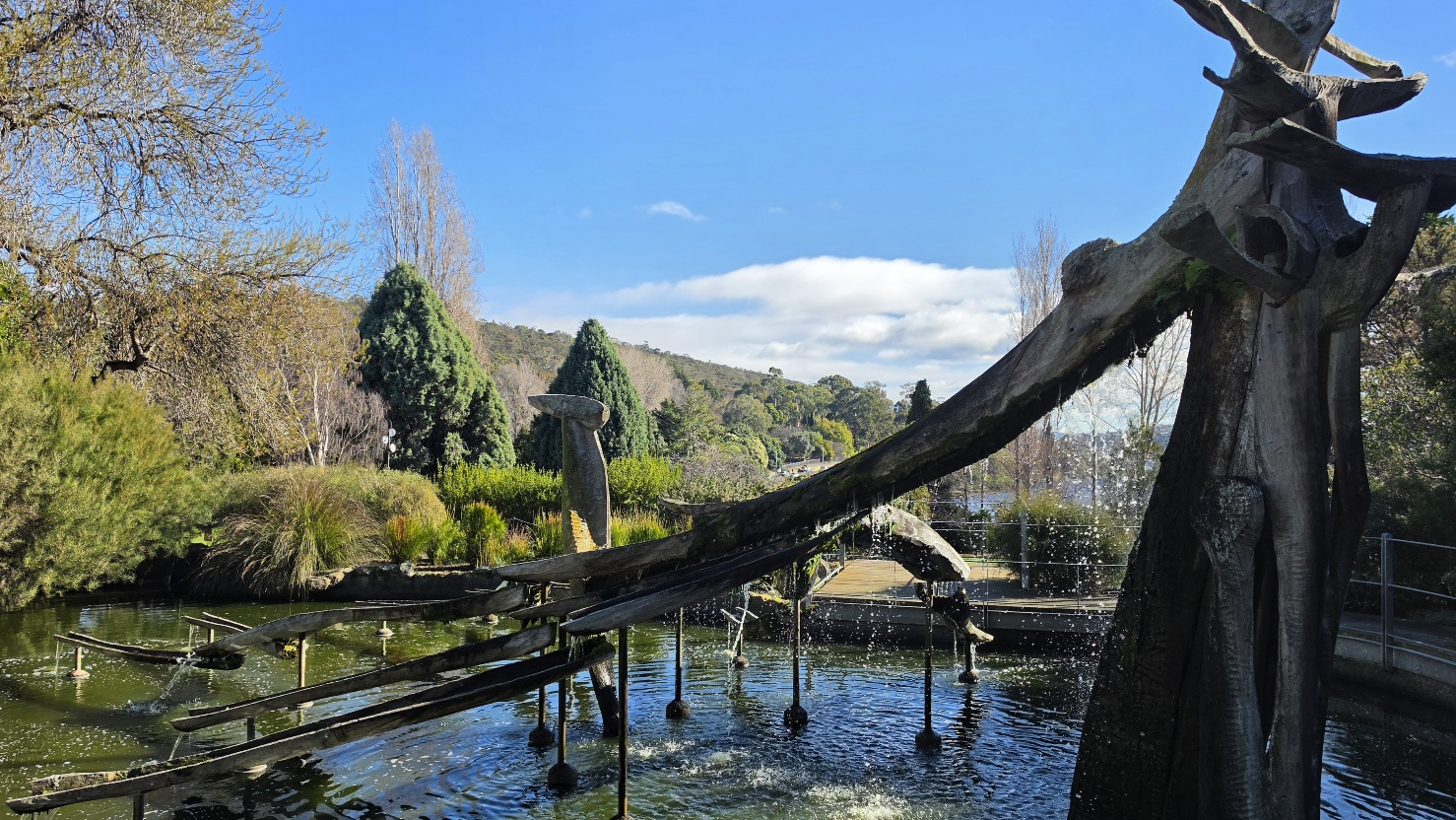 a water feature at Hobart's botanical gardens