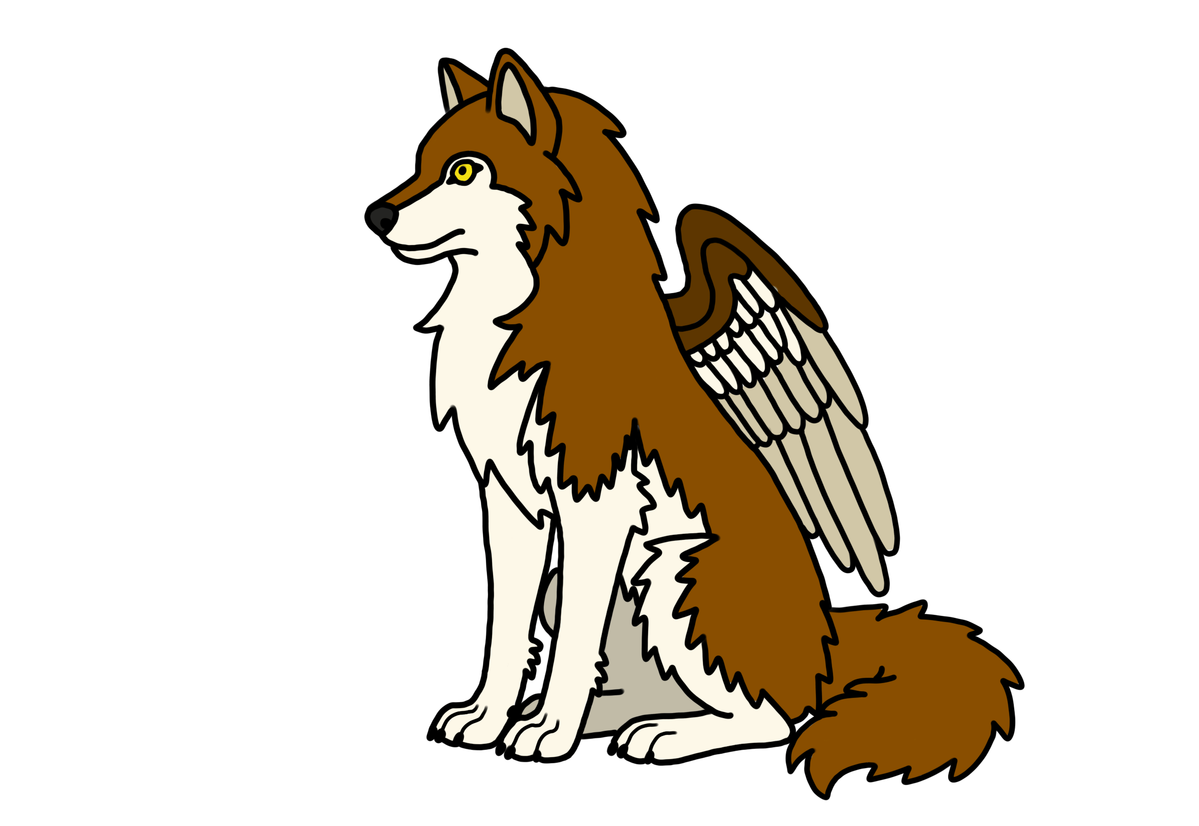 Sitting wolf brown enamel pin
