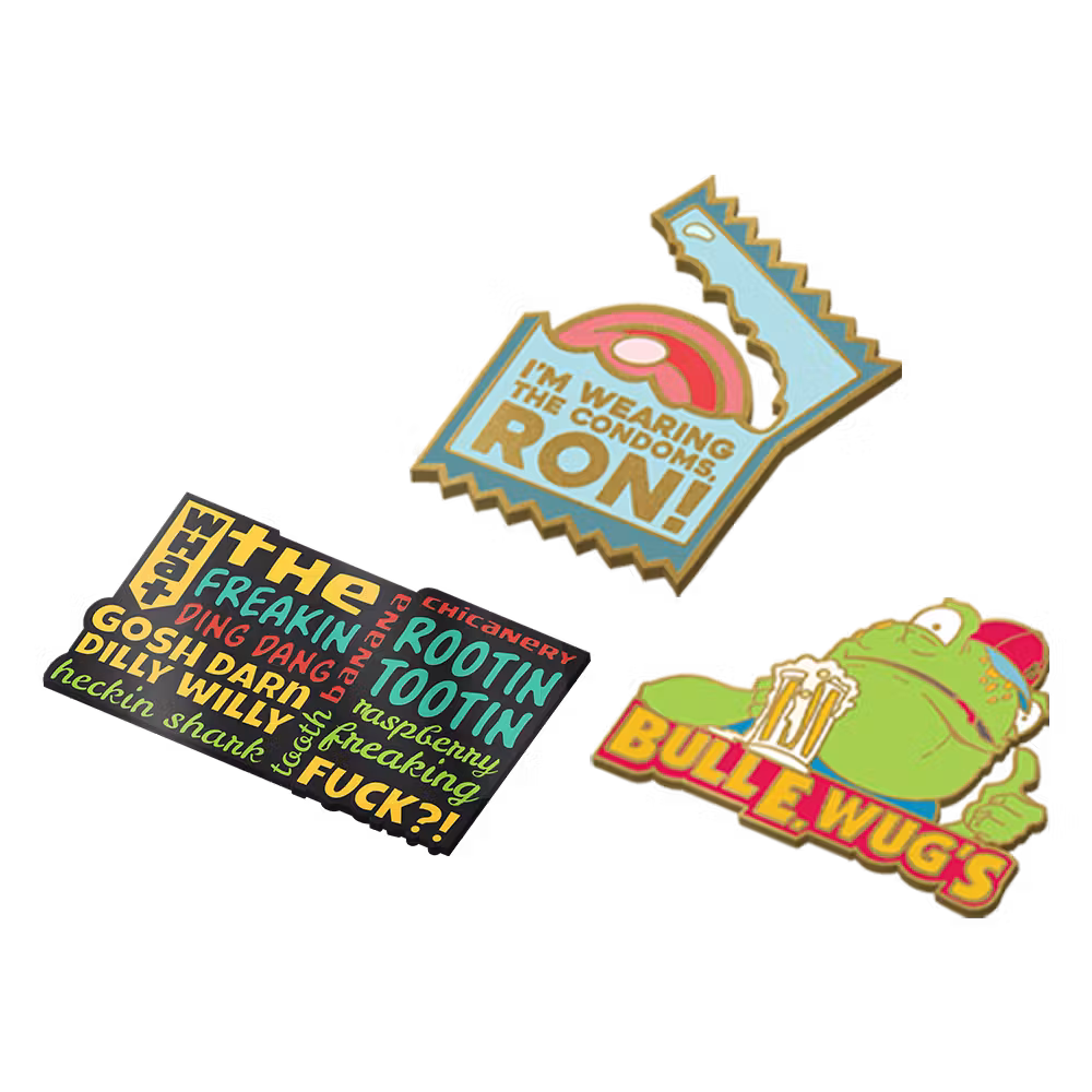 Pin Set #3 - Condoms, "What the..." and Bull E. Wug's