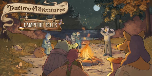 a group gathers around a lakeside campfire