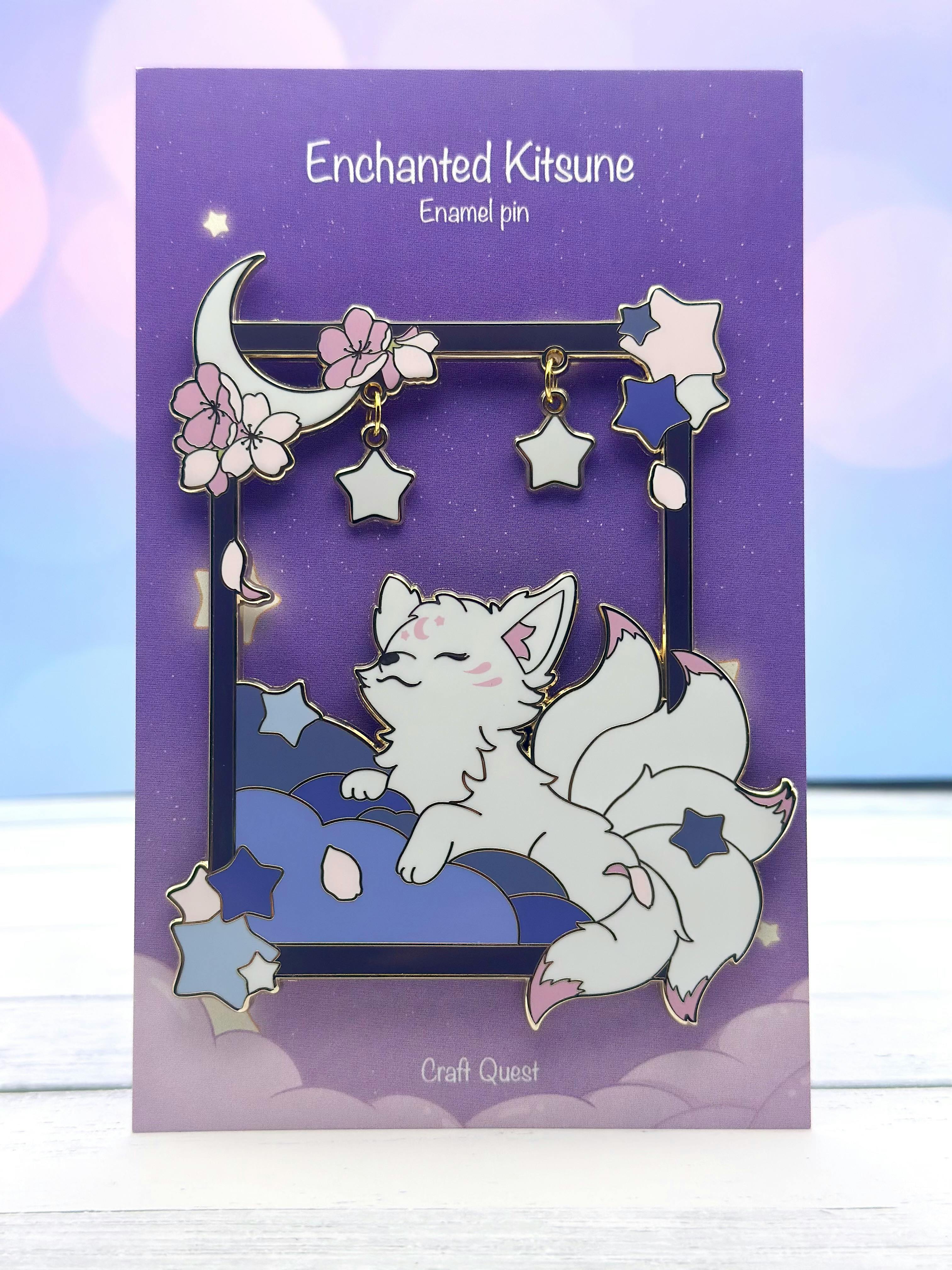 Blue Celestial Kitsune JUMBO Pin