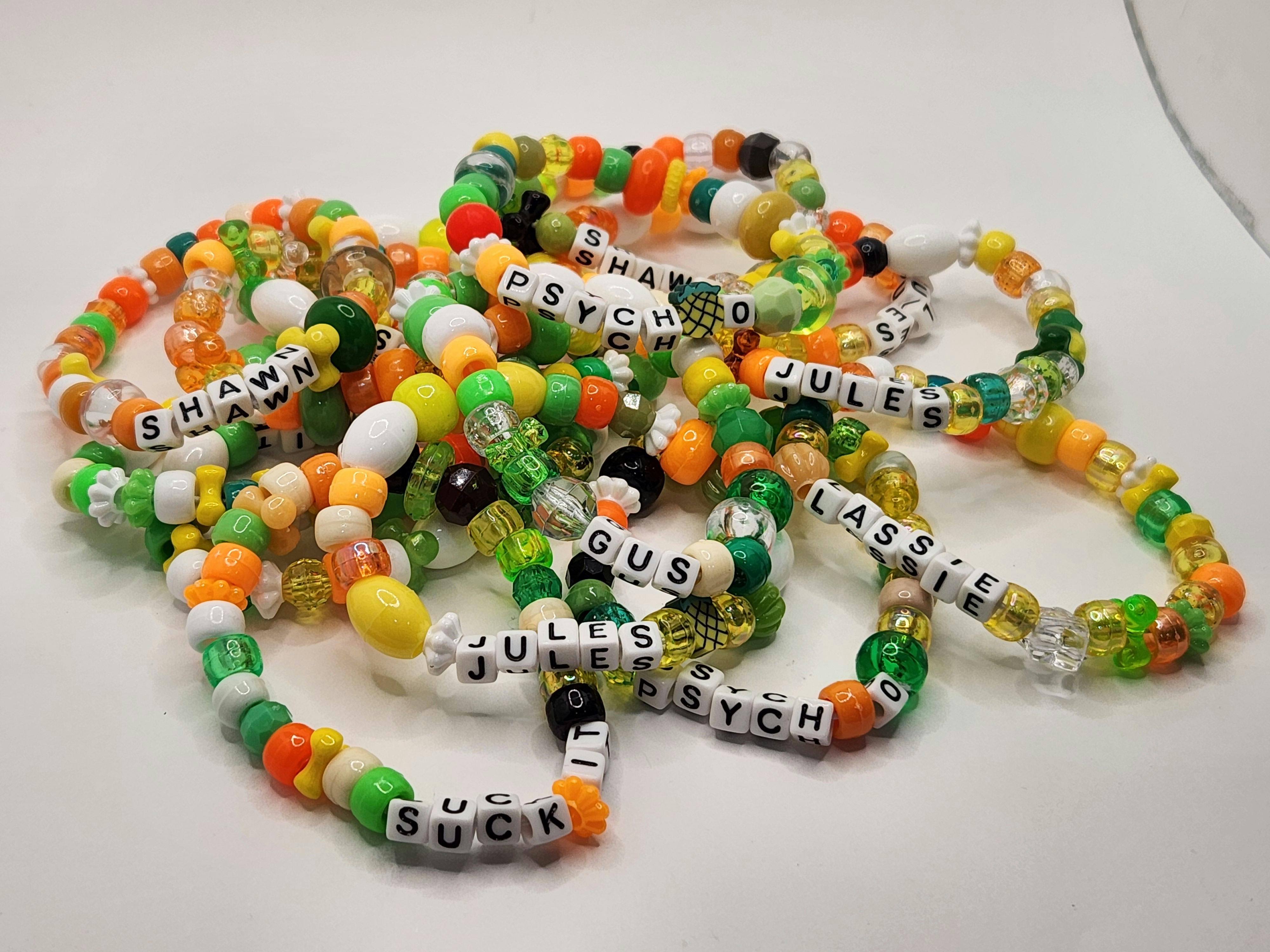 10 Pack "Kandi" plastic beaded bracelet 