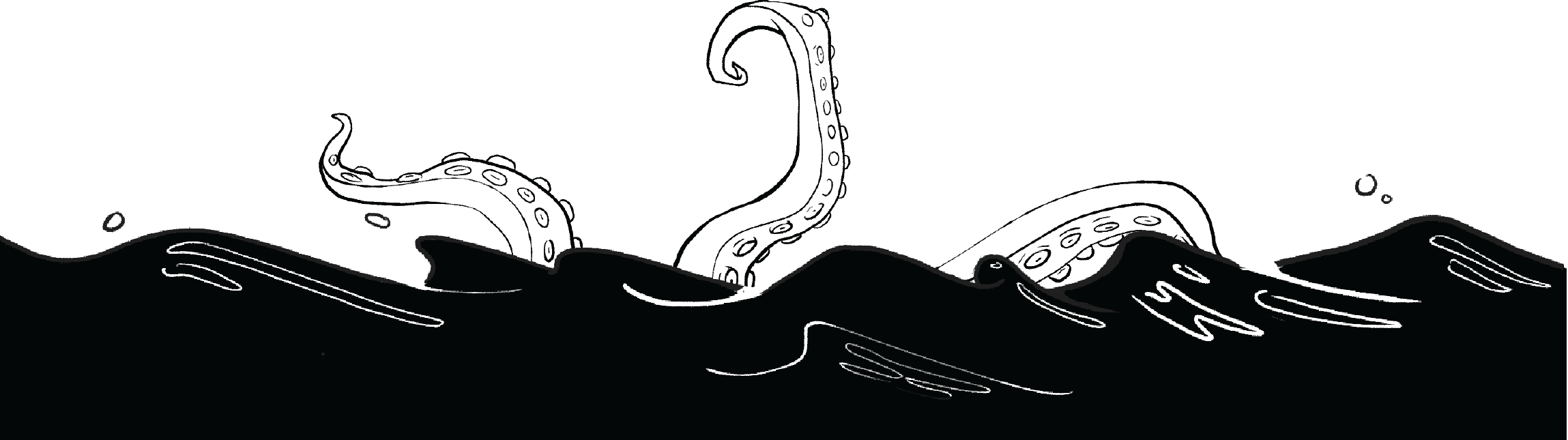 an inky footer with a kraken