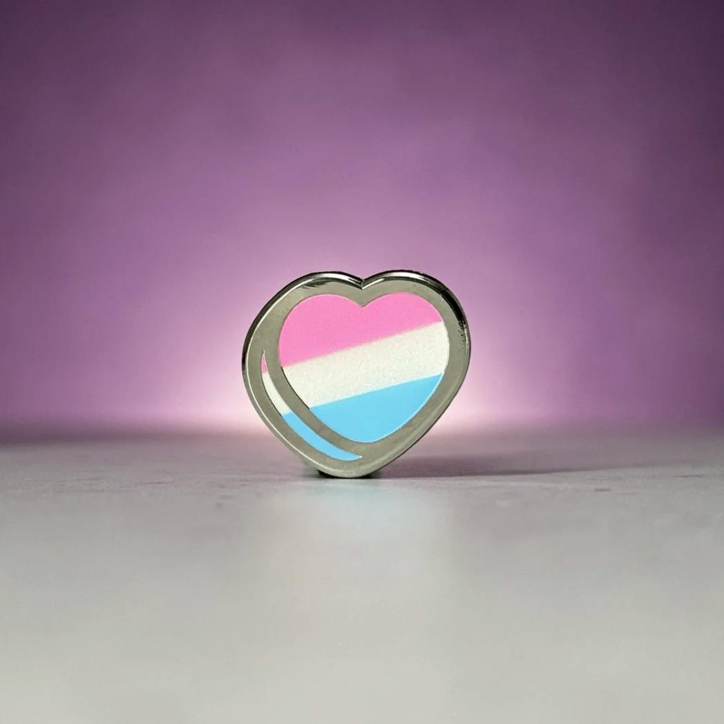 (O&T) Trans Flag Heart Pin