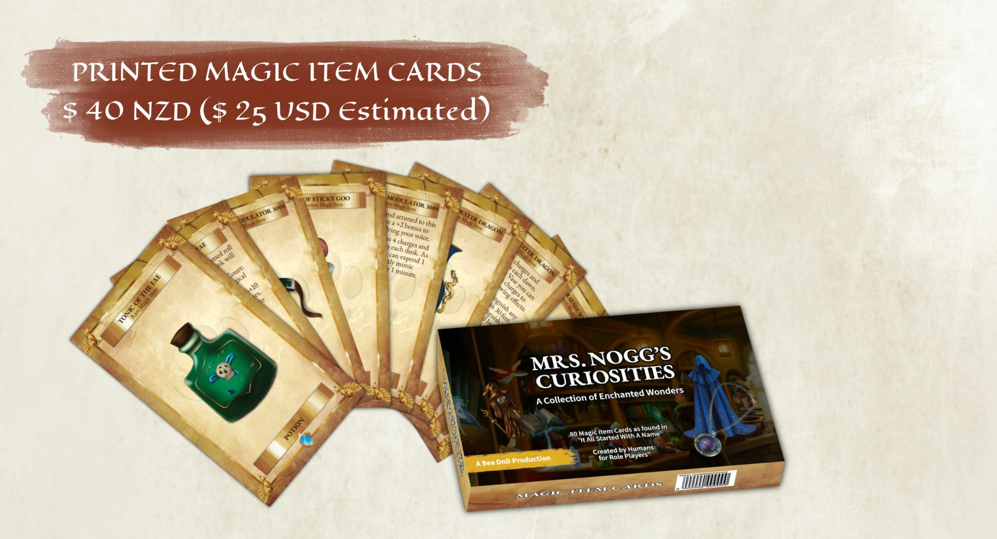 Printed Magic Item Cards