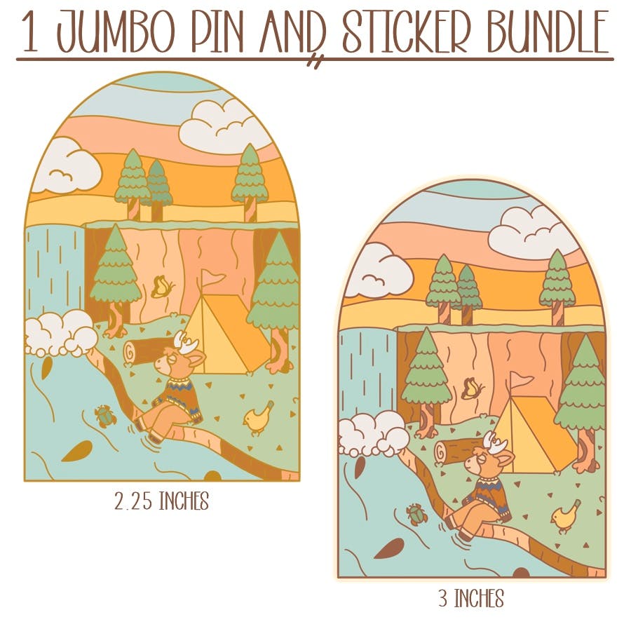 1 Jumbo Pin and Sticker Bundle