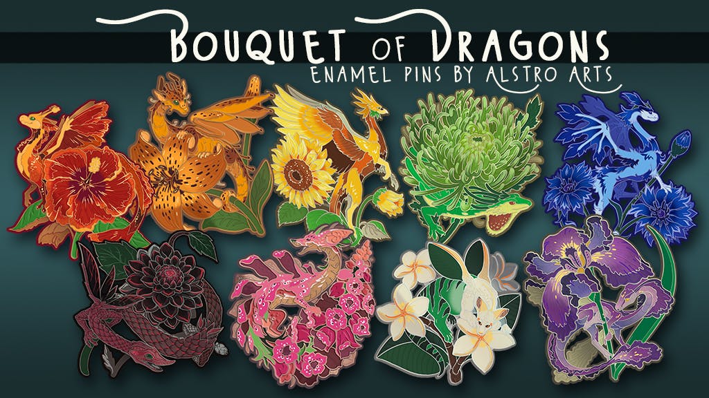 Bouquet of Dragons : Enamel Pins