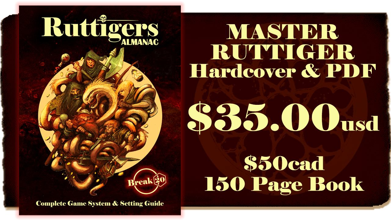 Hardcover and PDF of Ruttigers RPG