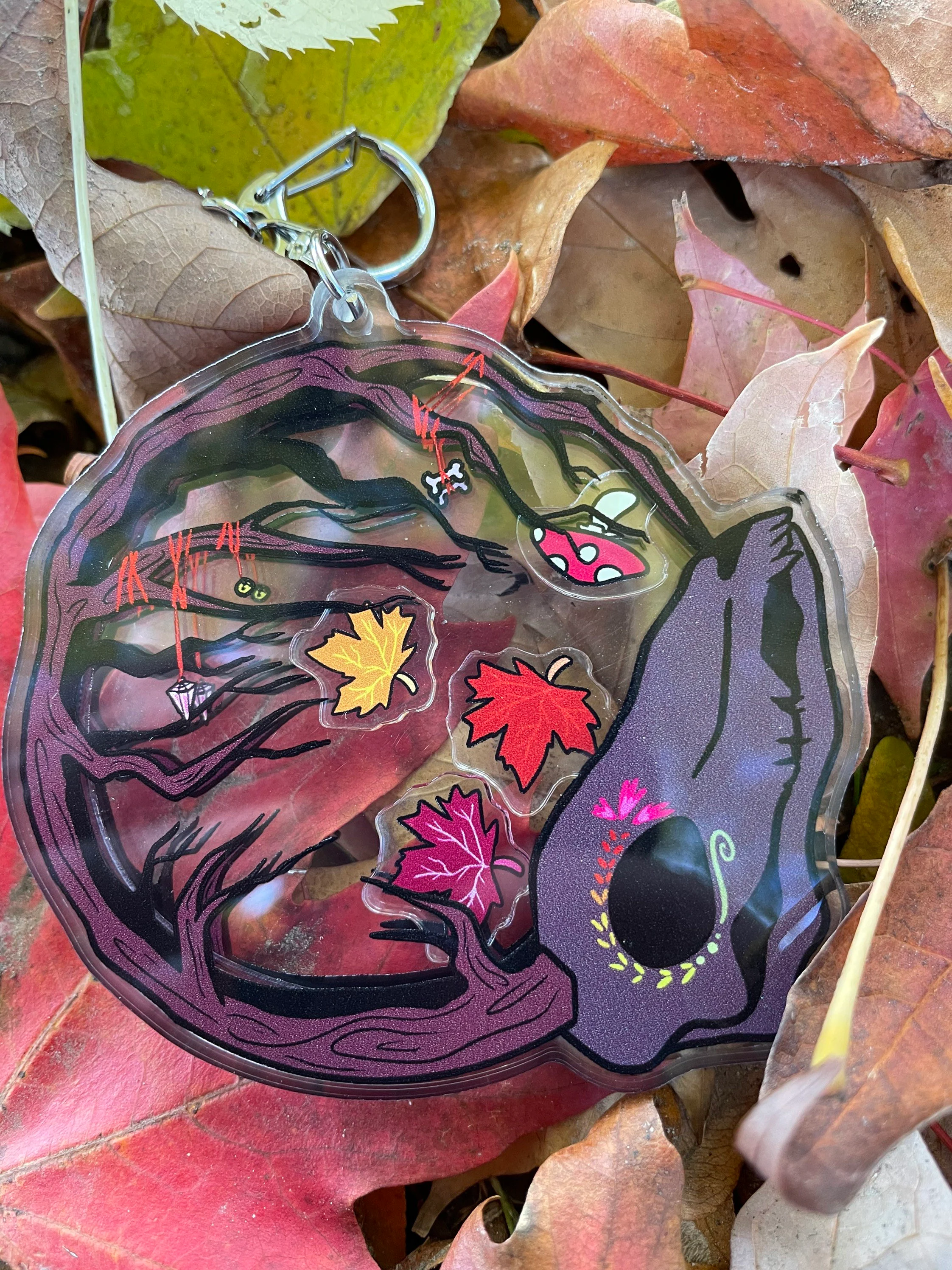 Autumn deer skull shaker charm keychain