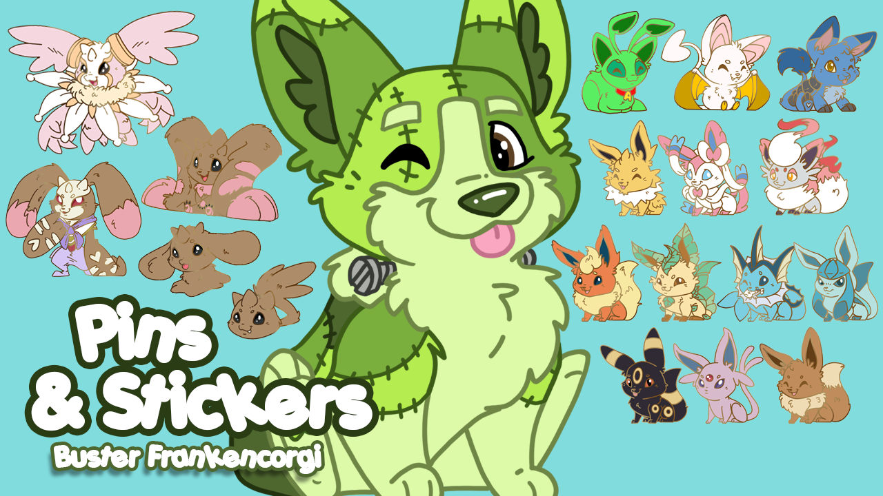 Buster Frankencorgi Pins & Stickers