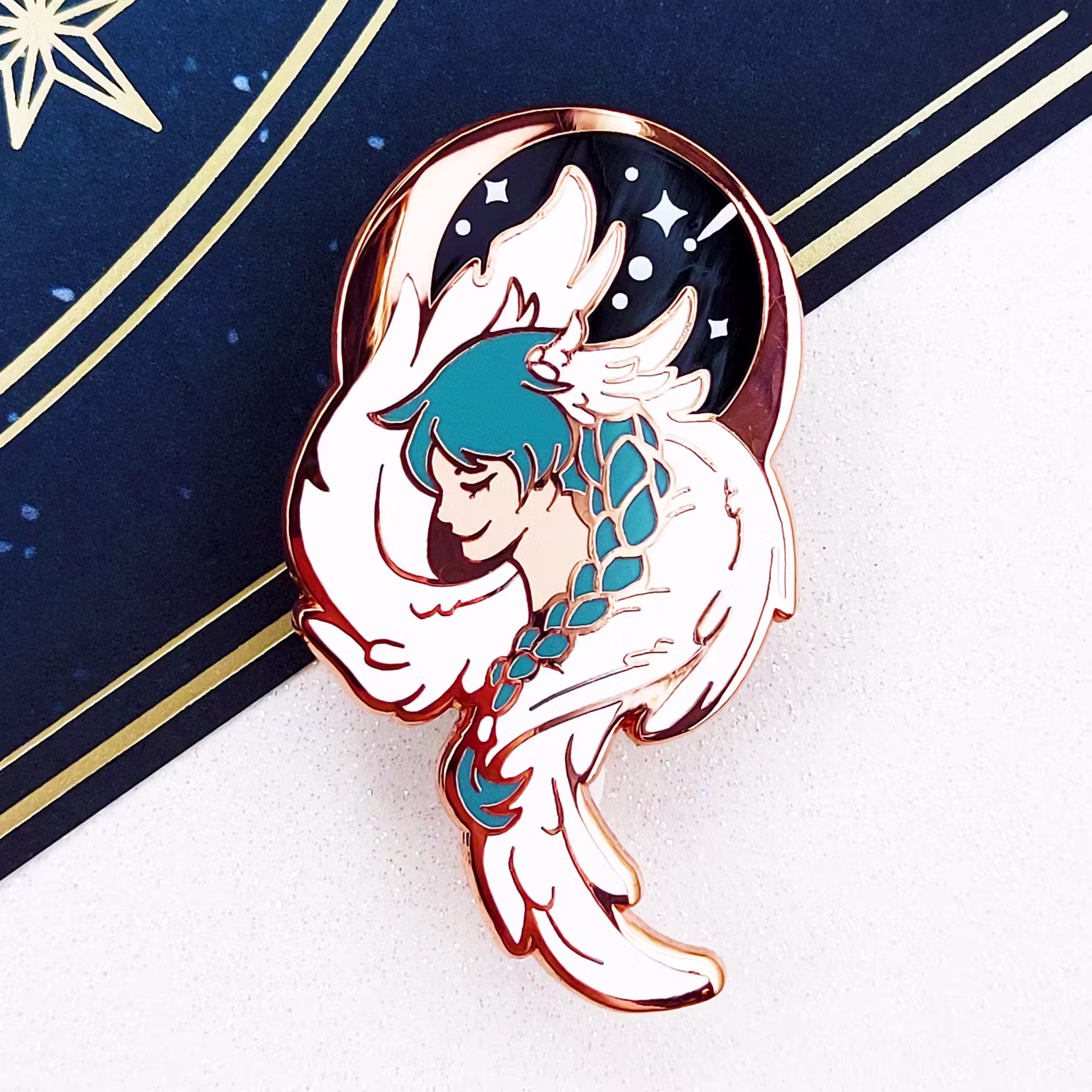 "Angel of the Moon" Enamel Pin (ROSE GOLD)