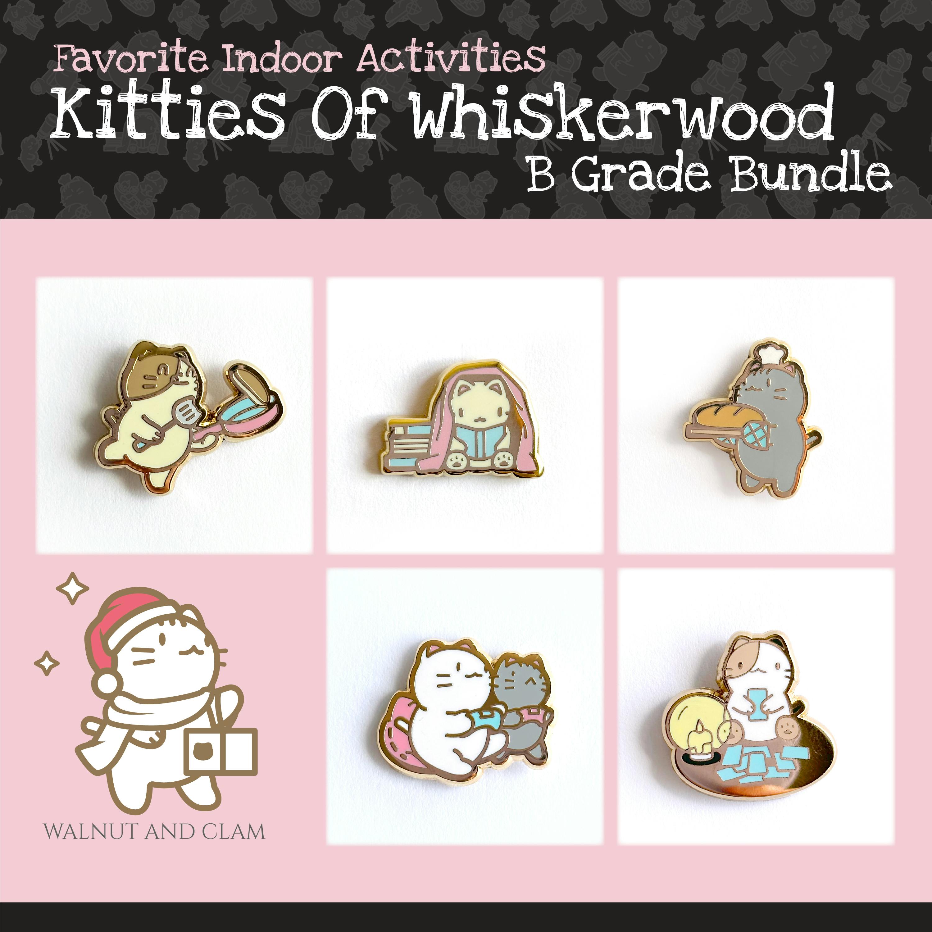 Favorite Indoor Activities - Kitties of Whiskerwood Mini Hard Enamel Pin B Grade Bundle