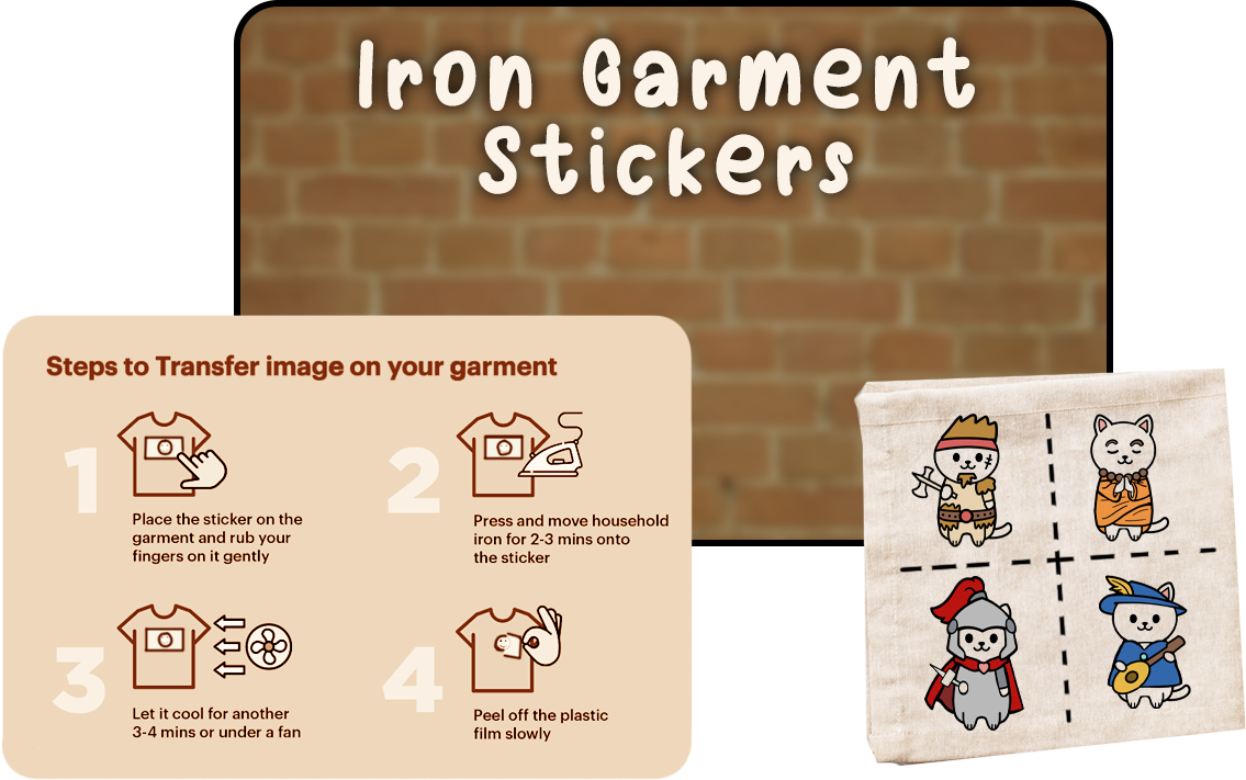 Iron-On Garment Sticker Sheet