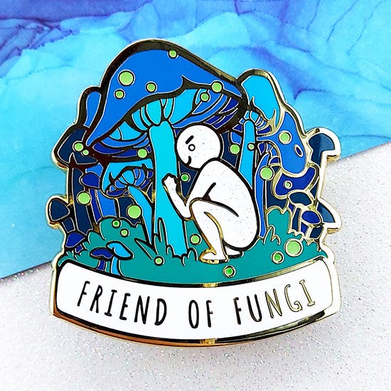 "Friend of Fungi" Glow-In-The-Dark Enamel Pin 