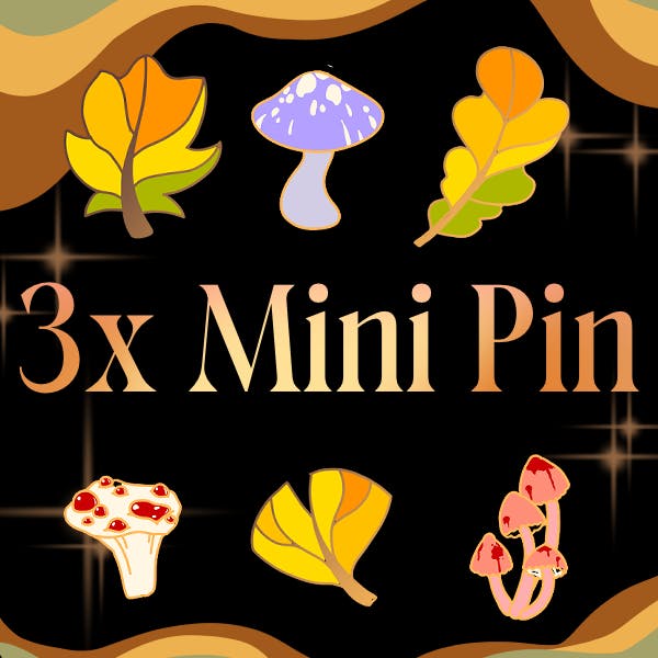 3x Mini Pin (Leaves and Shrooms)