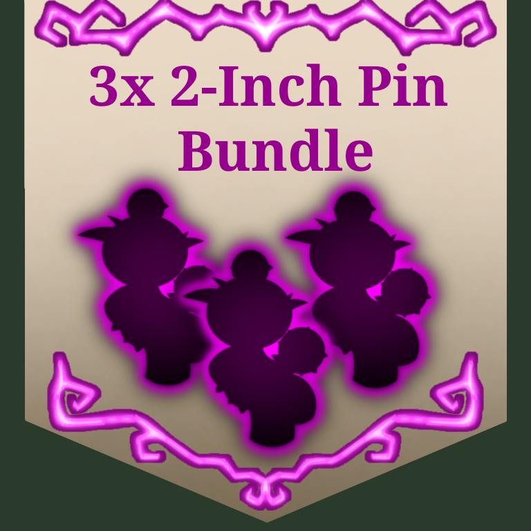 Three 2-inch soft enamel pin bundle