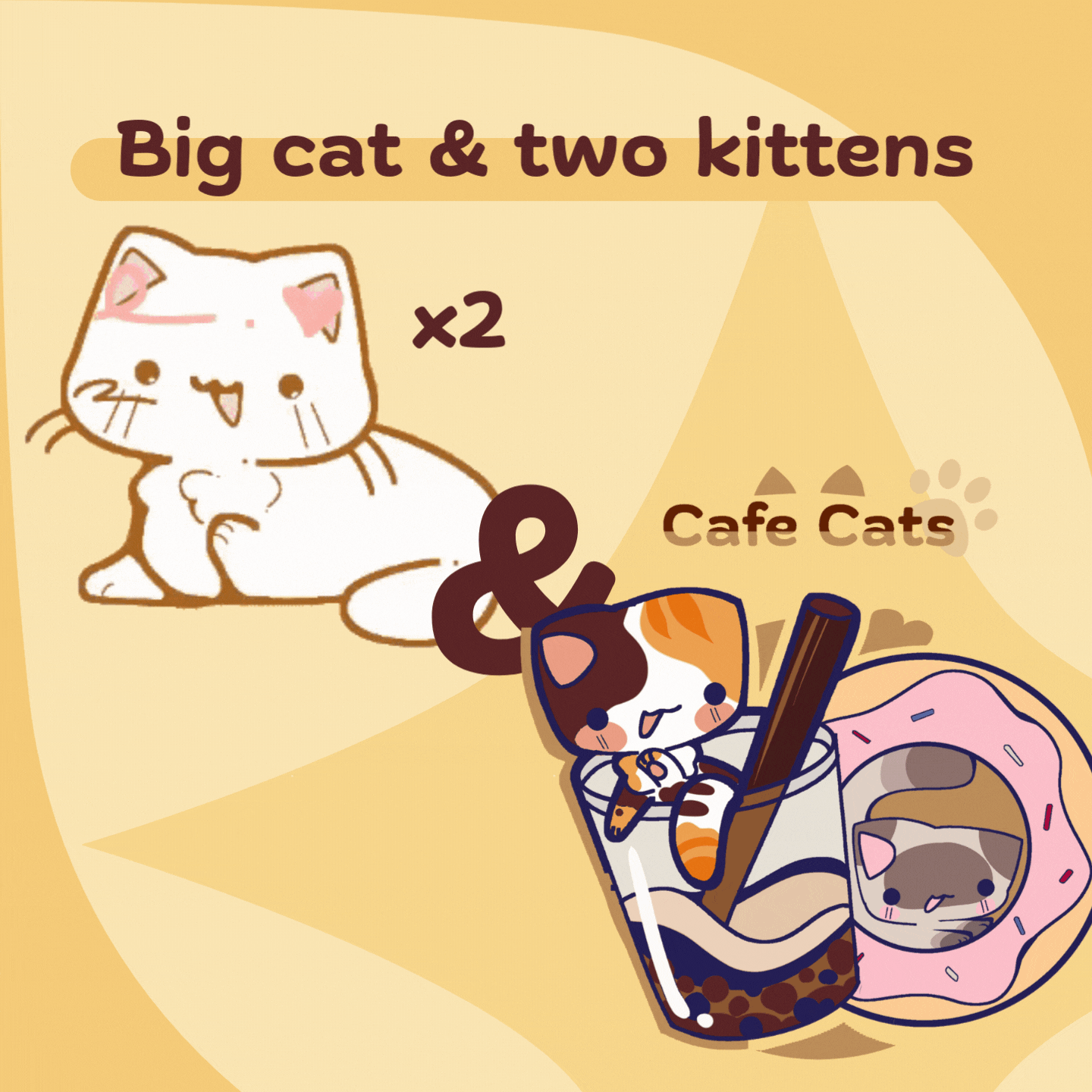 big cat + two kittens bundle