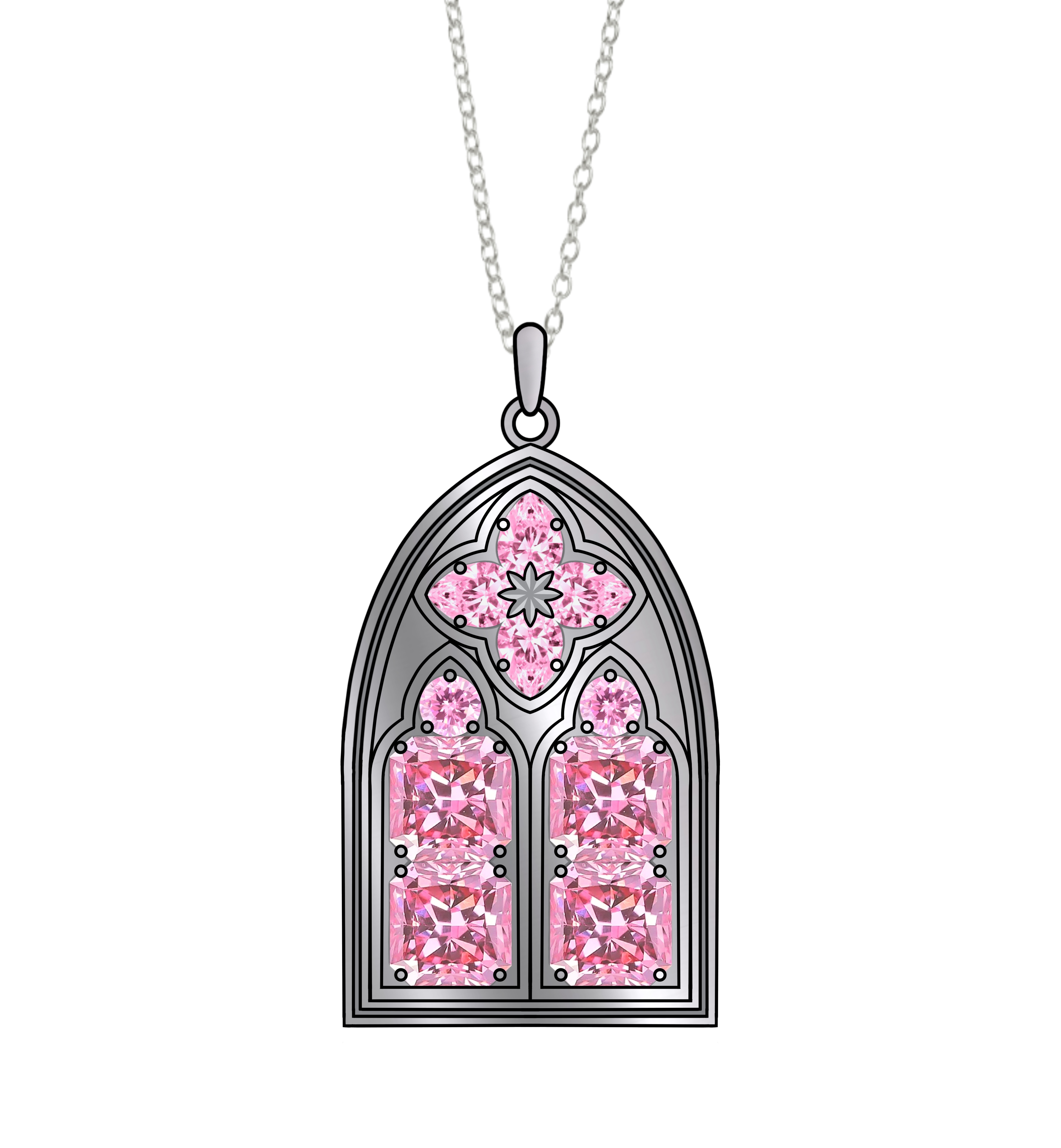 Vitrail de Cristal necklace - Pink cz