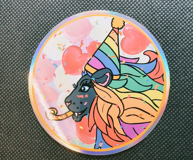 xl Birthday pride  holo lion sticker