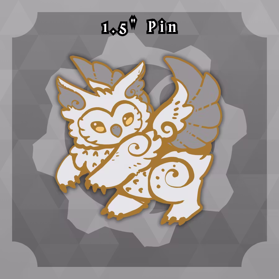 Dungeon Familiars: 1.5in Owlbear Arctic Pin