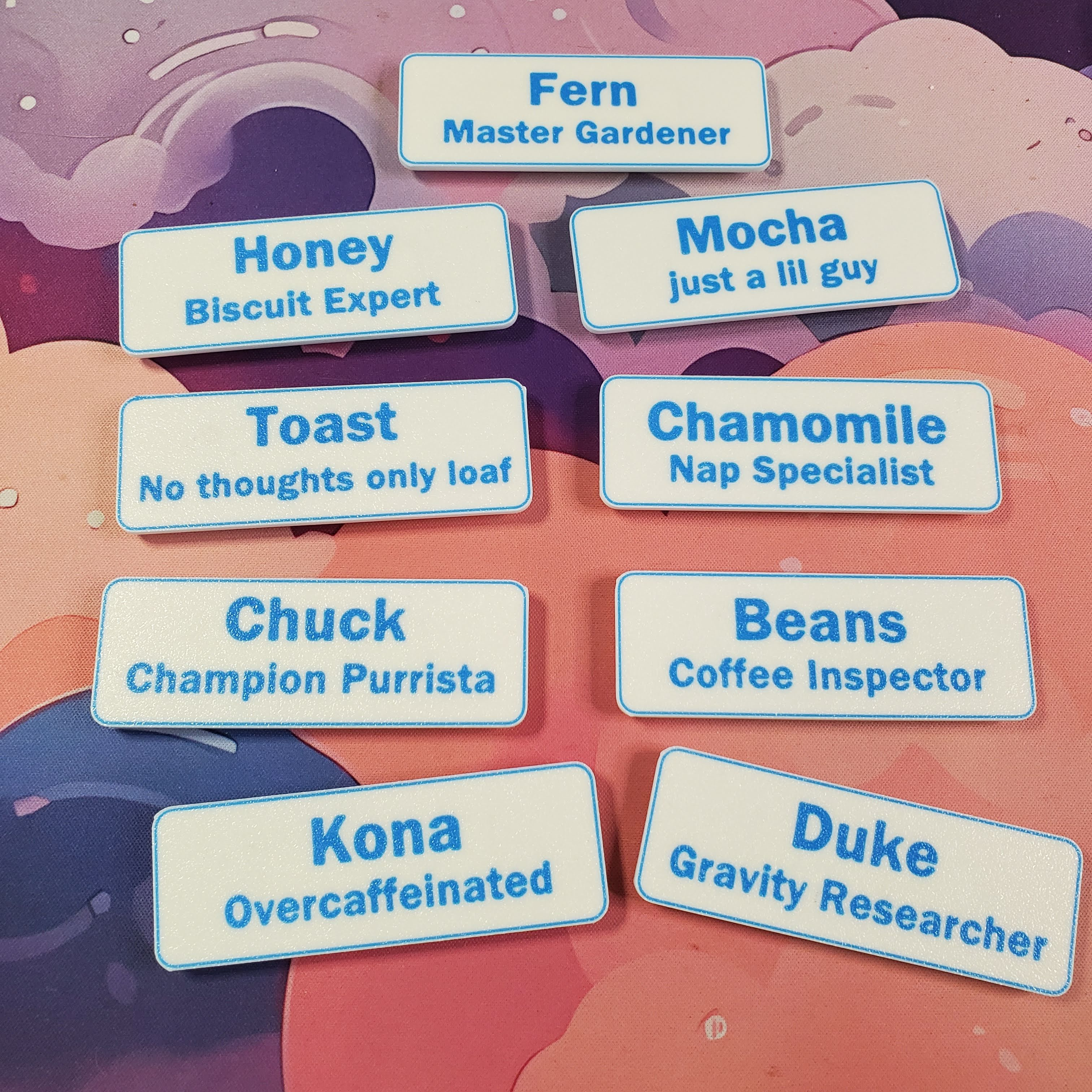 I would love a nametag for one of the Cat Cafe characters