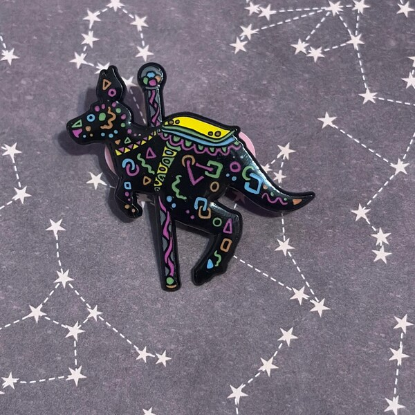 Arcade floor kangaroo glow-in-the-dark pin