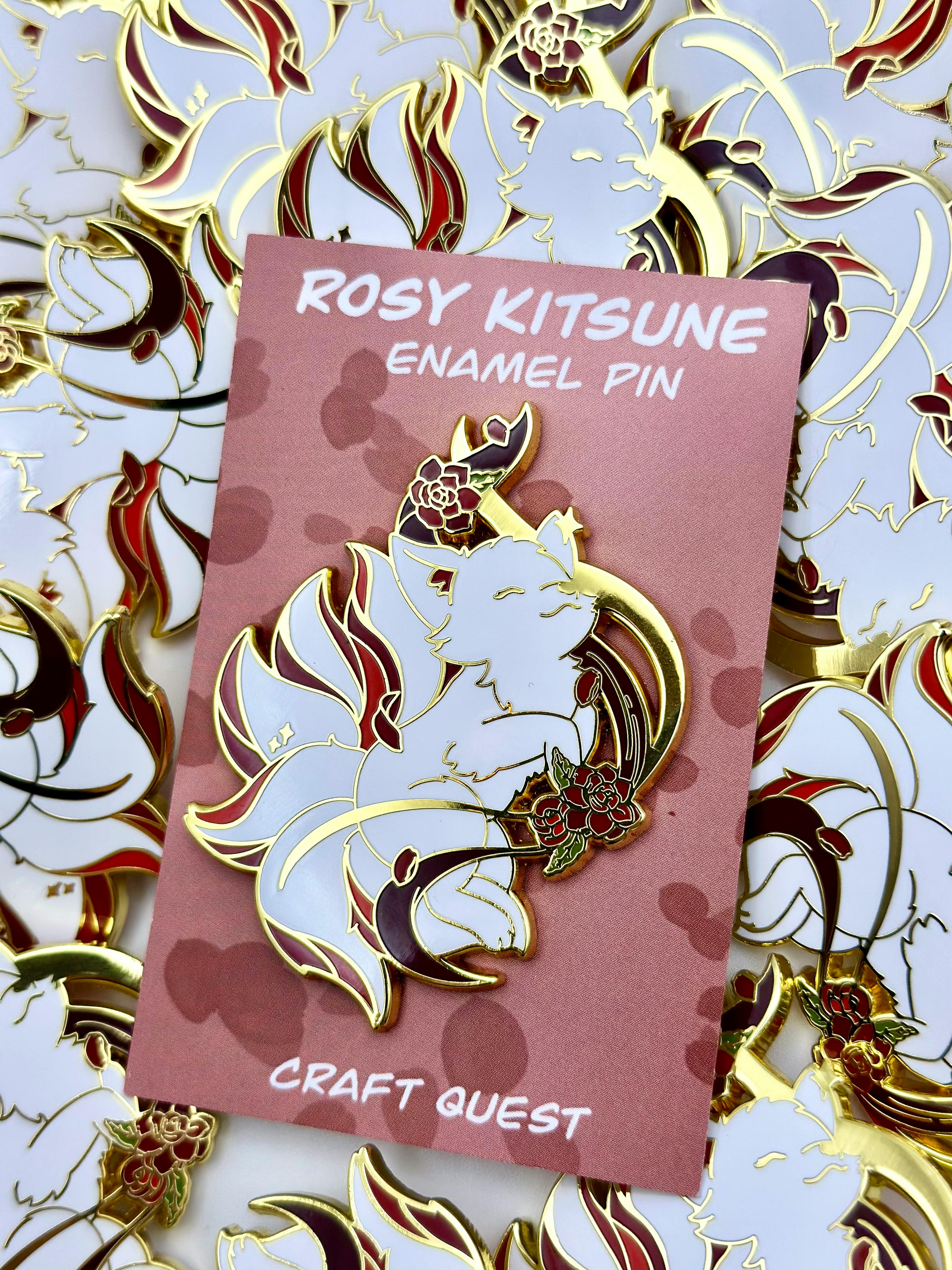 Rosy Kitsune Pin 