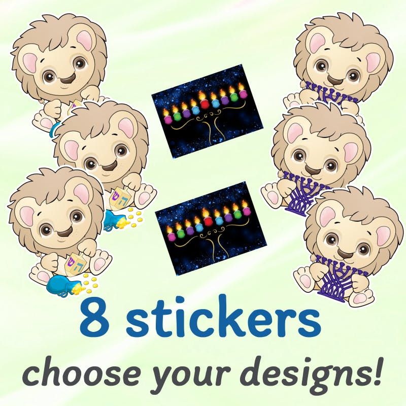 8 Hanukkah stickers