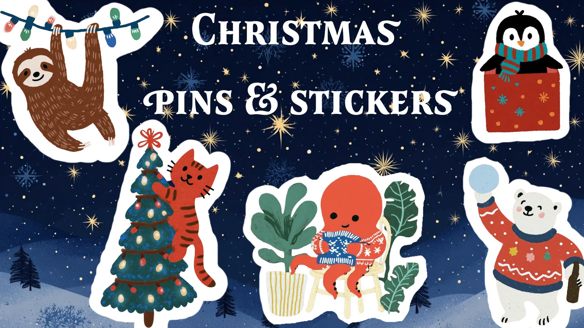 Christmas pets - Sticker & Pin Collection