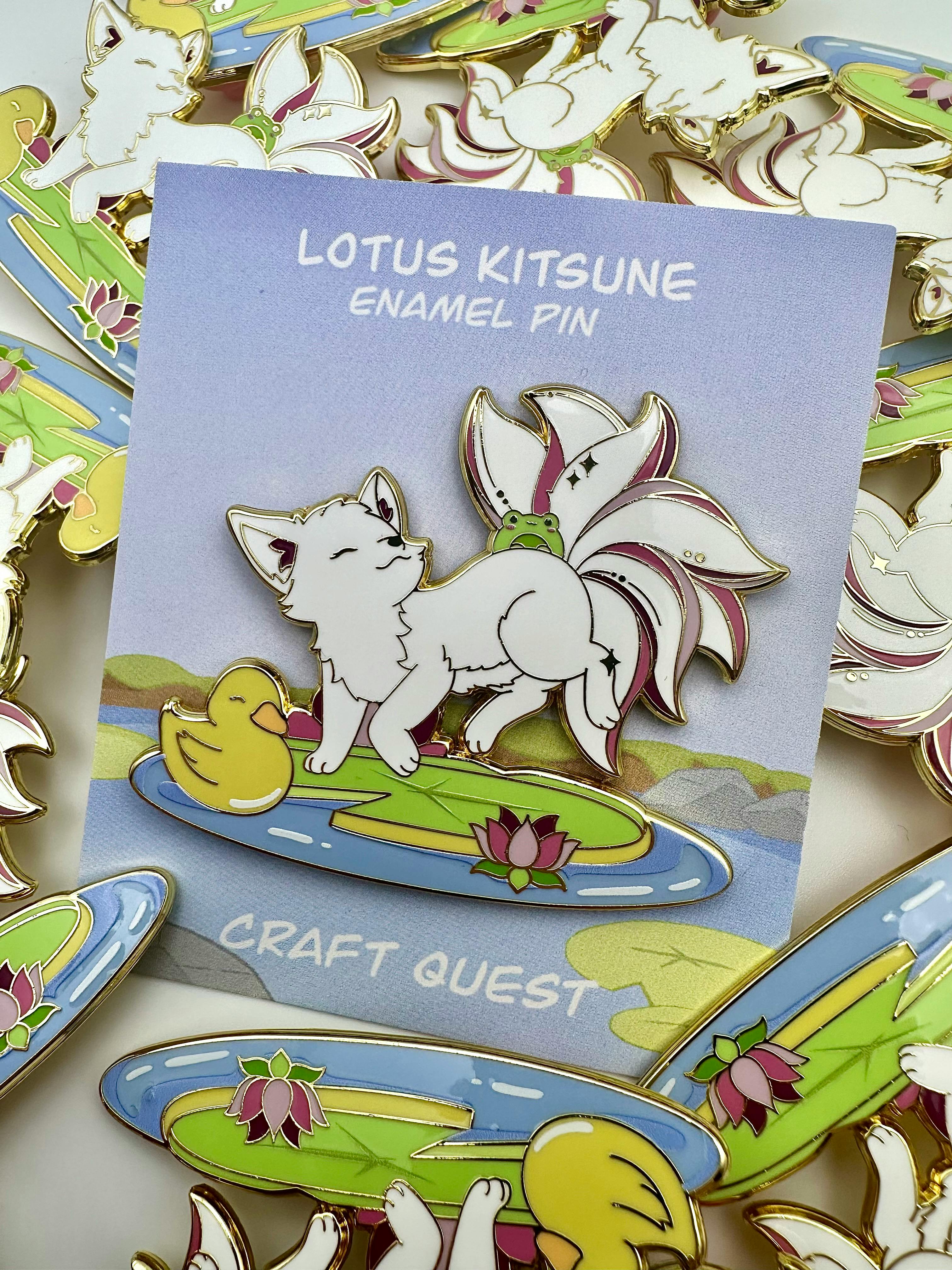 Lotus Kitsune Pin 
