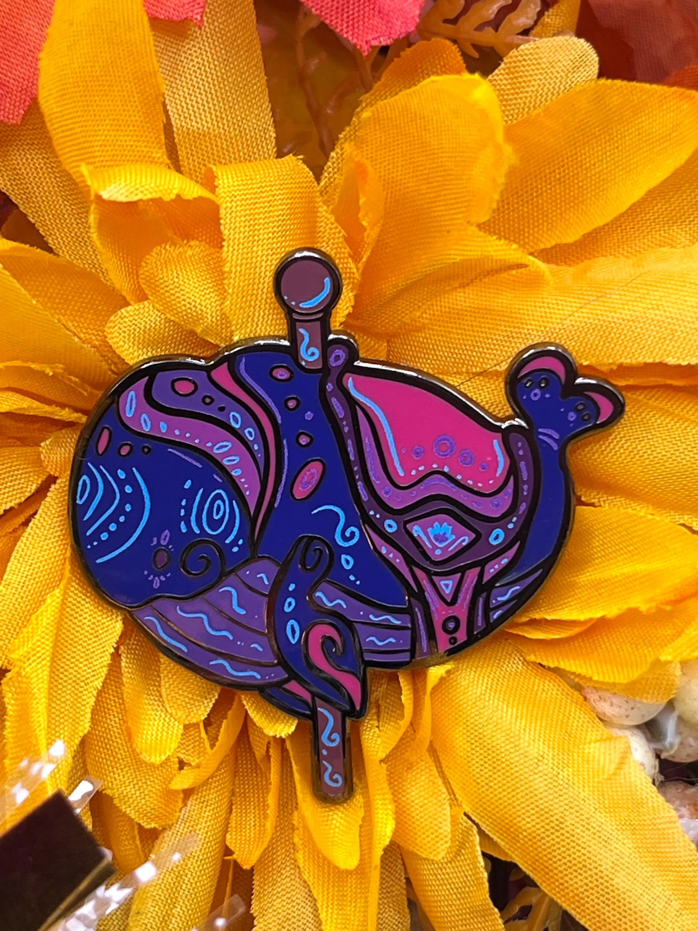 Bisexual flag bloop cryptid carousel enamel pin