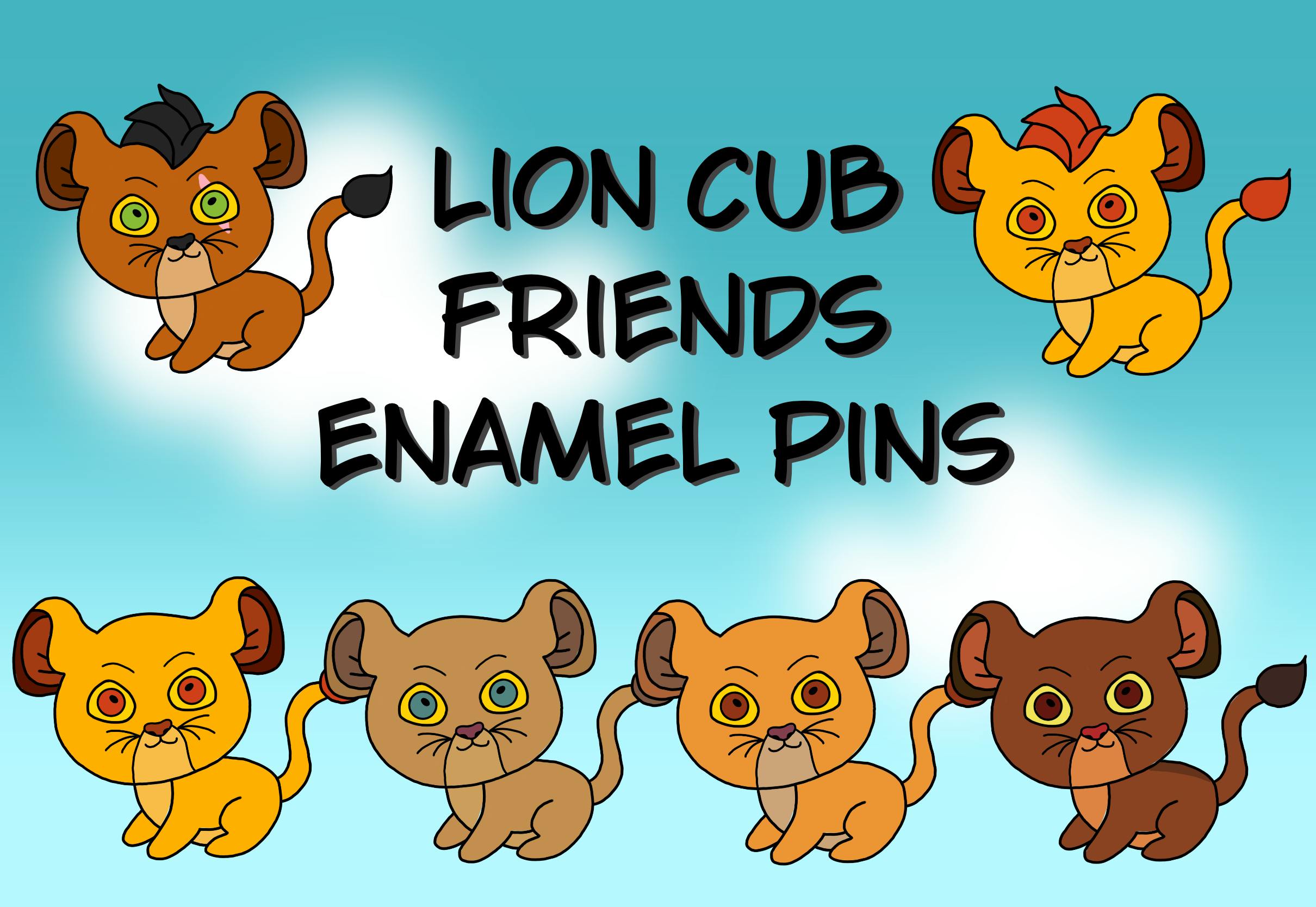 Lion cub friends enamel pins