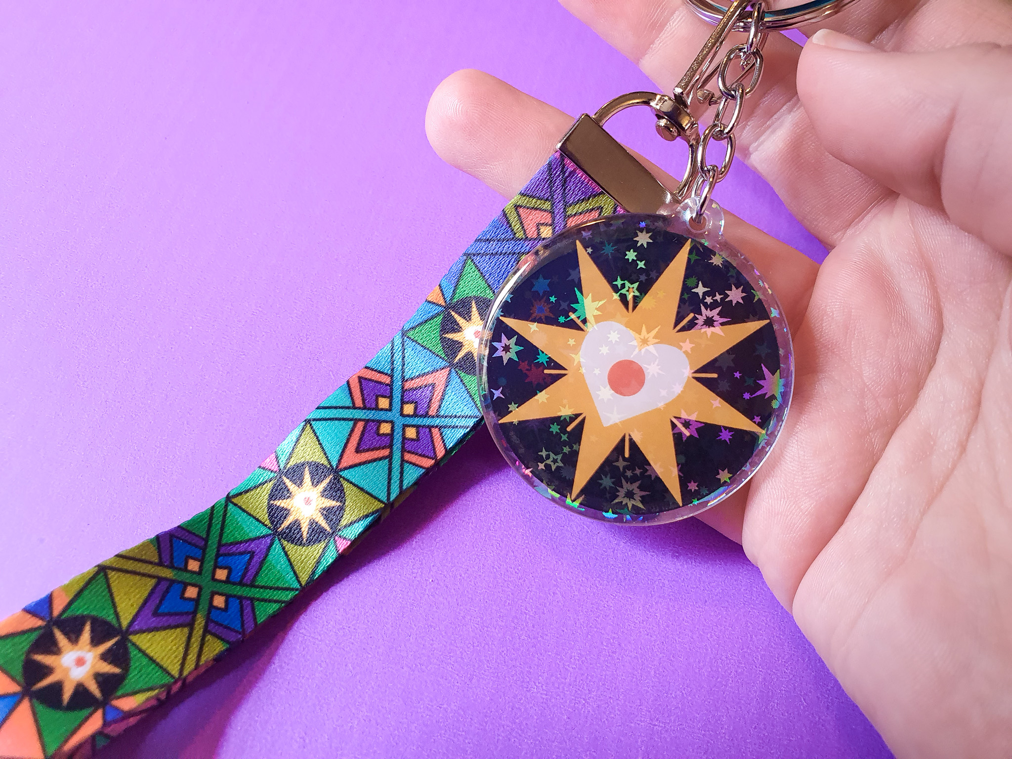 Rainbow stars wristlet