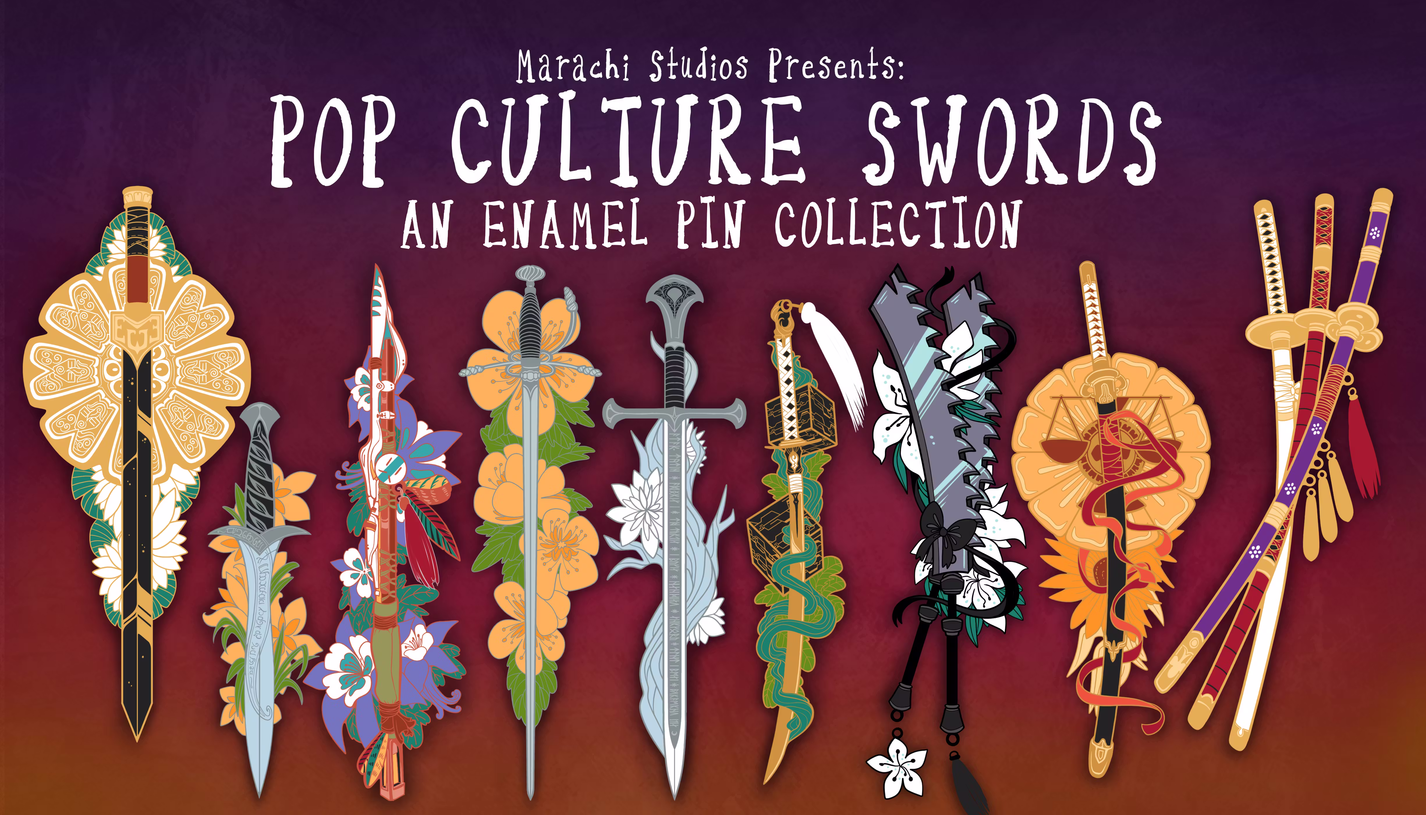 Pop Culture Swords - An Enamel Pin Collection