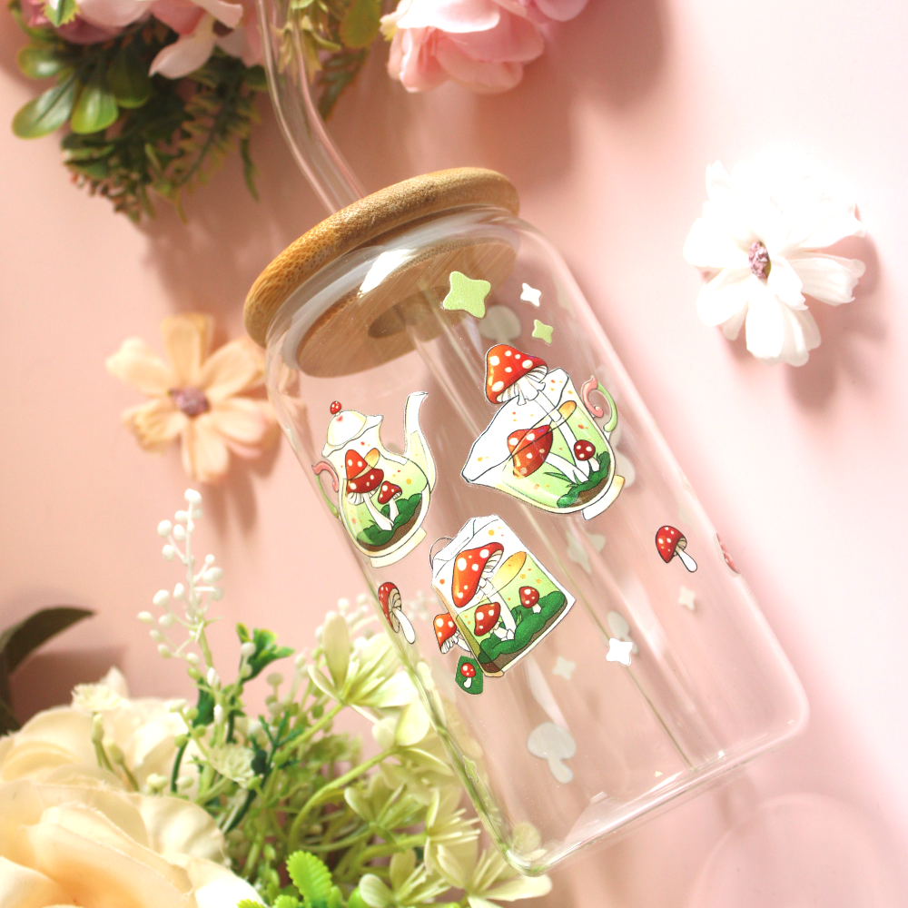 Glass tumbler: Mushroom Tea