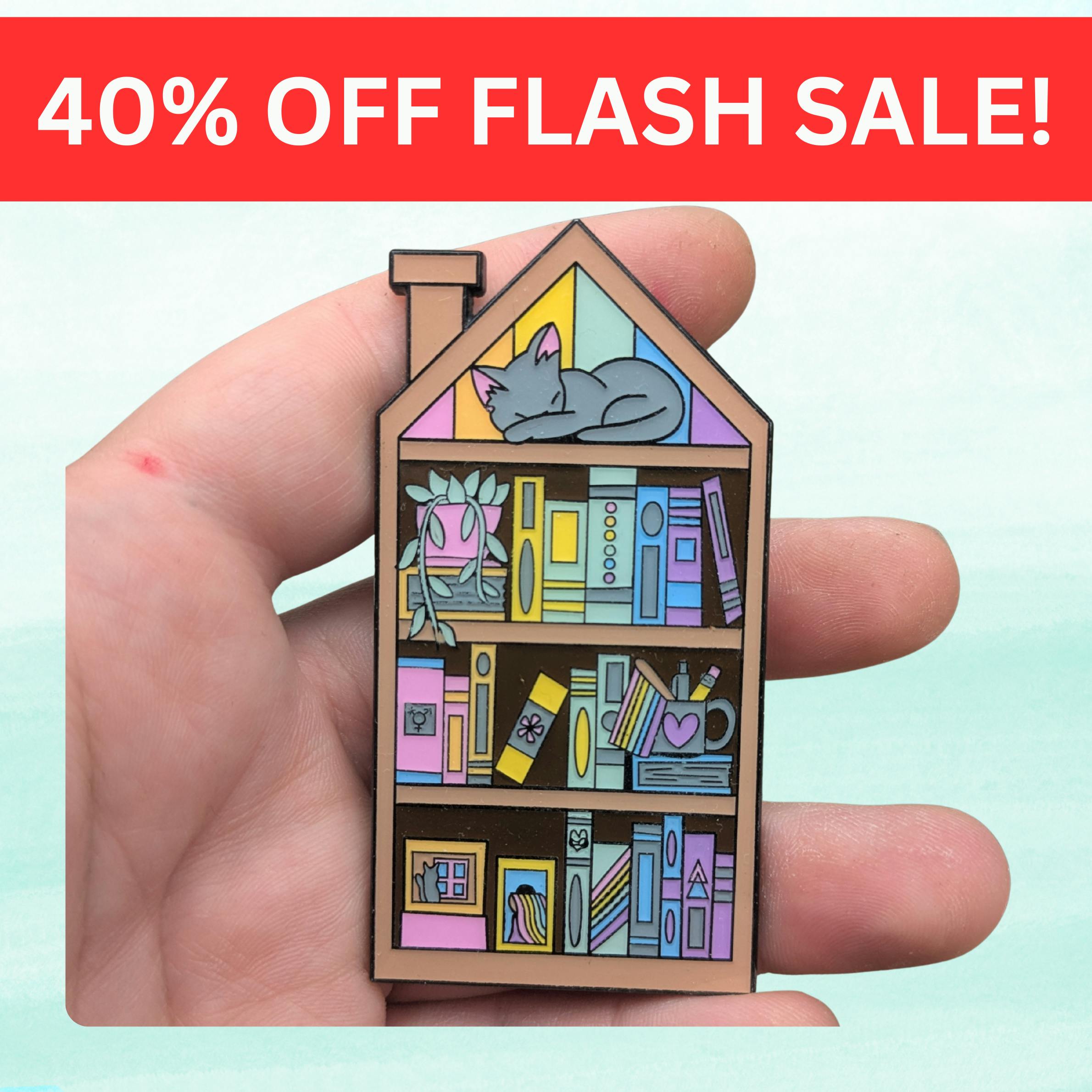 FLASH SALE: LGBTQ+ Bookcase Enamel Pin