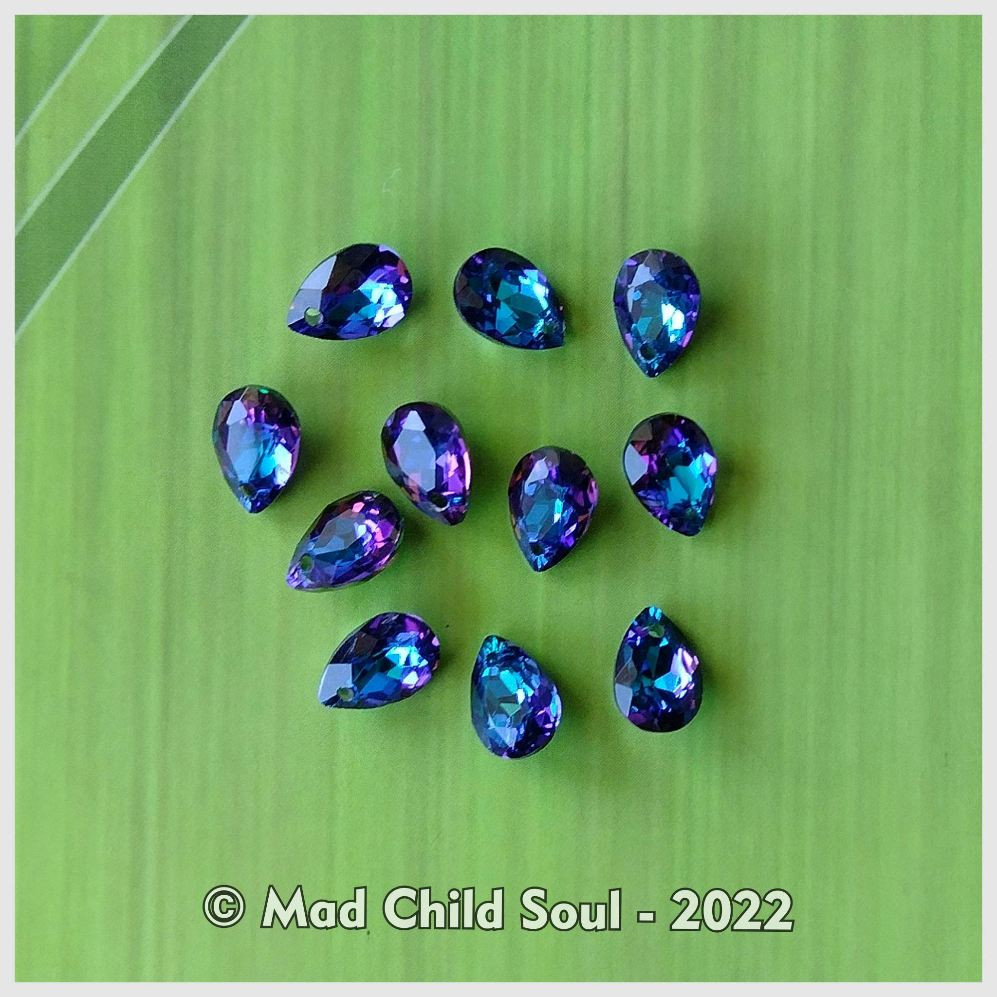 2x CHARM : Glass drop - Blue