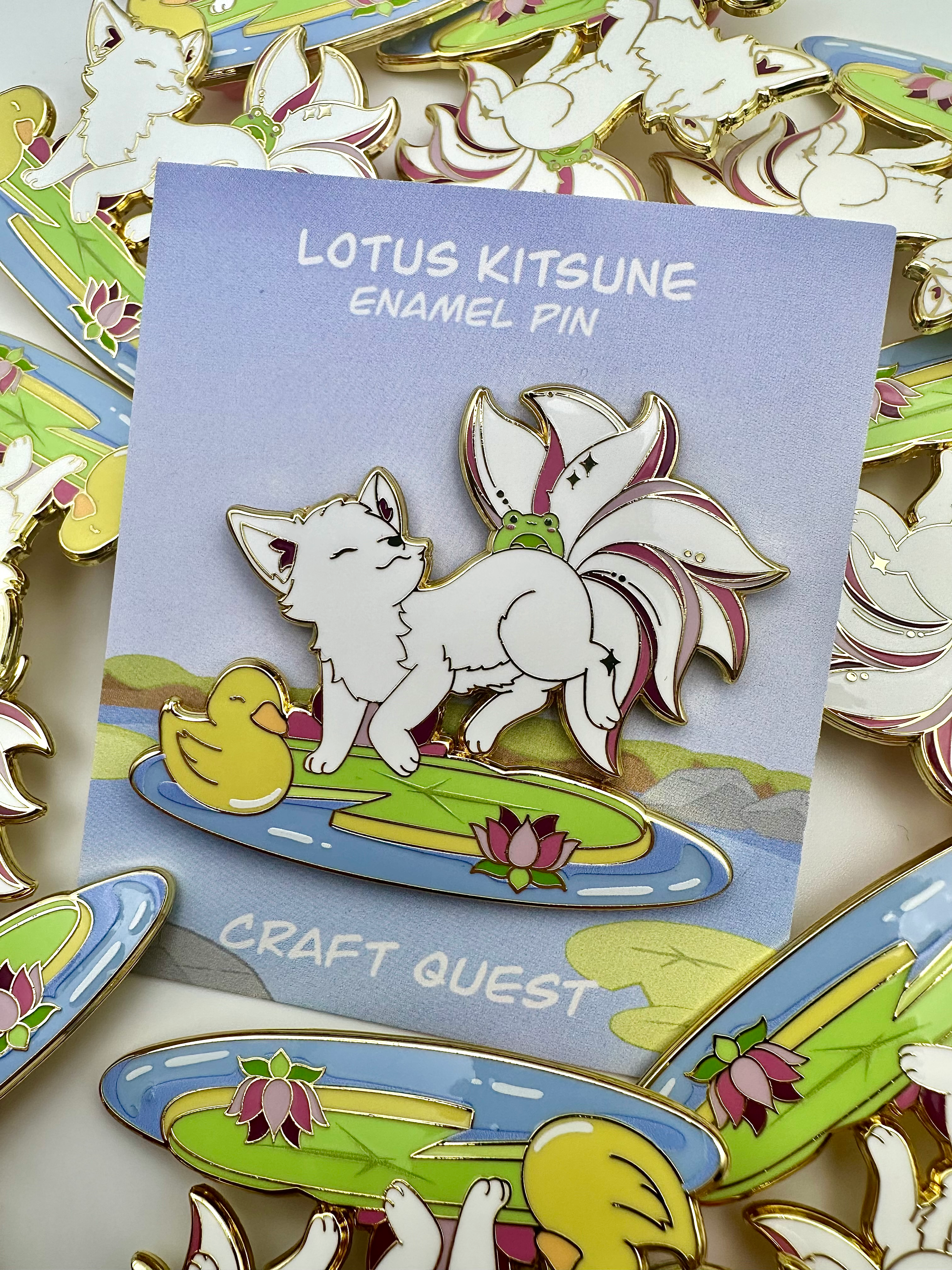 Lotus Kitsune Pin