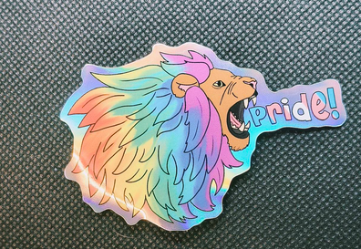 Pride roar holographic sticker -trans