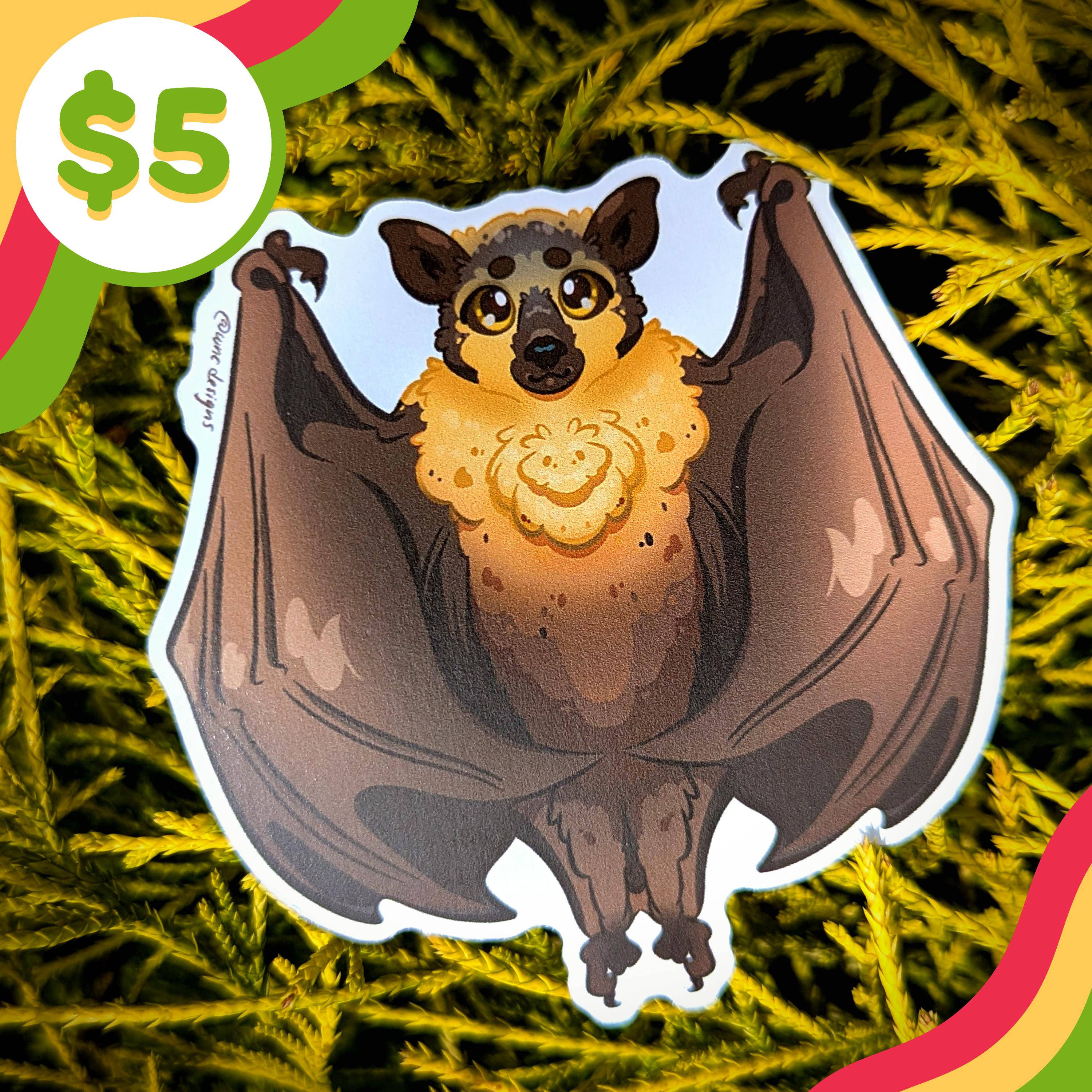 🦇 Bat Sticker - Brown/Yellow Flying Fox 🦇