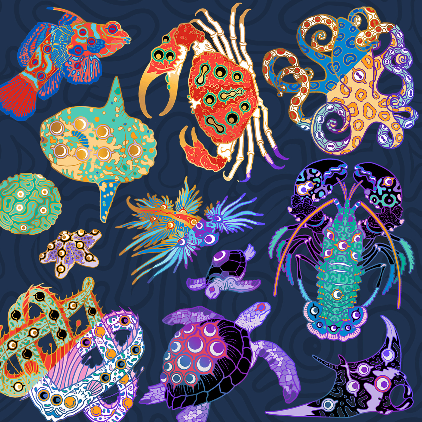 All 24 Warped Ocean Pins