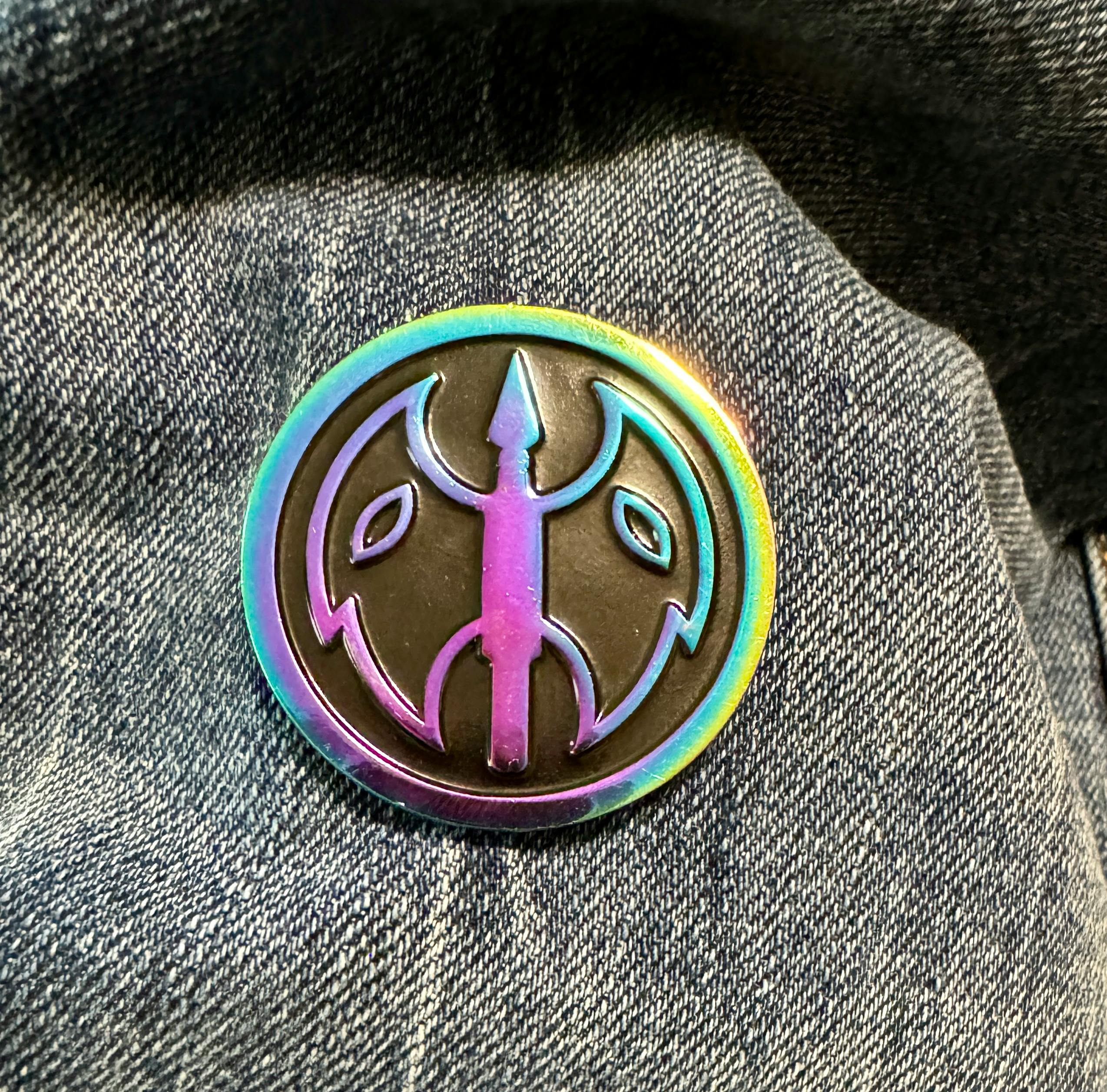 Rainbow Metal Battle-Axe Pin