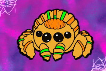 Pumpkin Cookie Jumping Spider Hard Enamel Pin