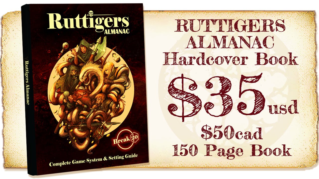 Hardcover version of the 150-page Ruttigers RPG