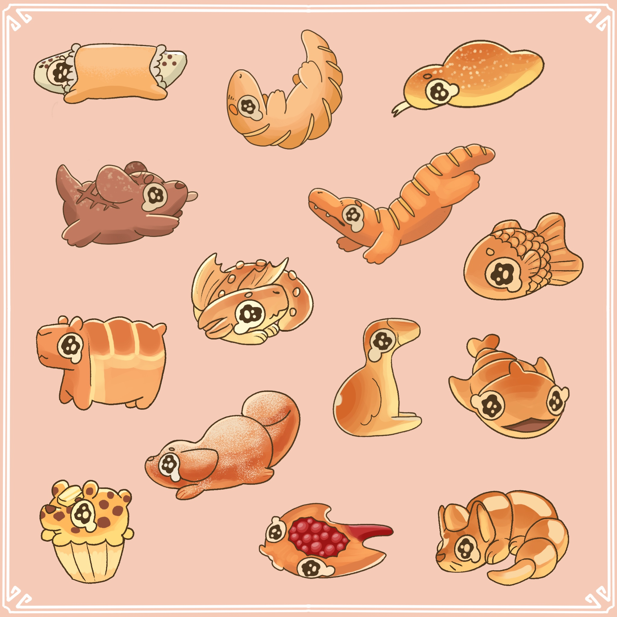 Breadimals series 1 mini breads sticker sheet