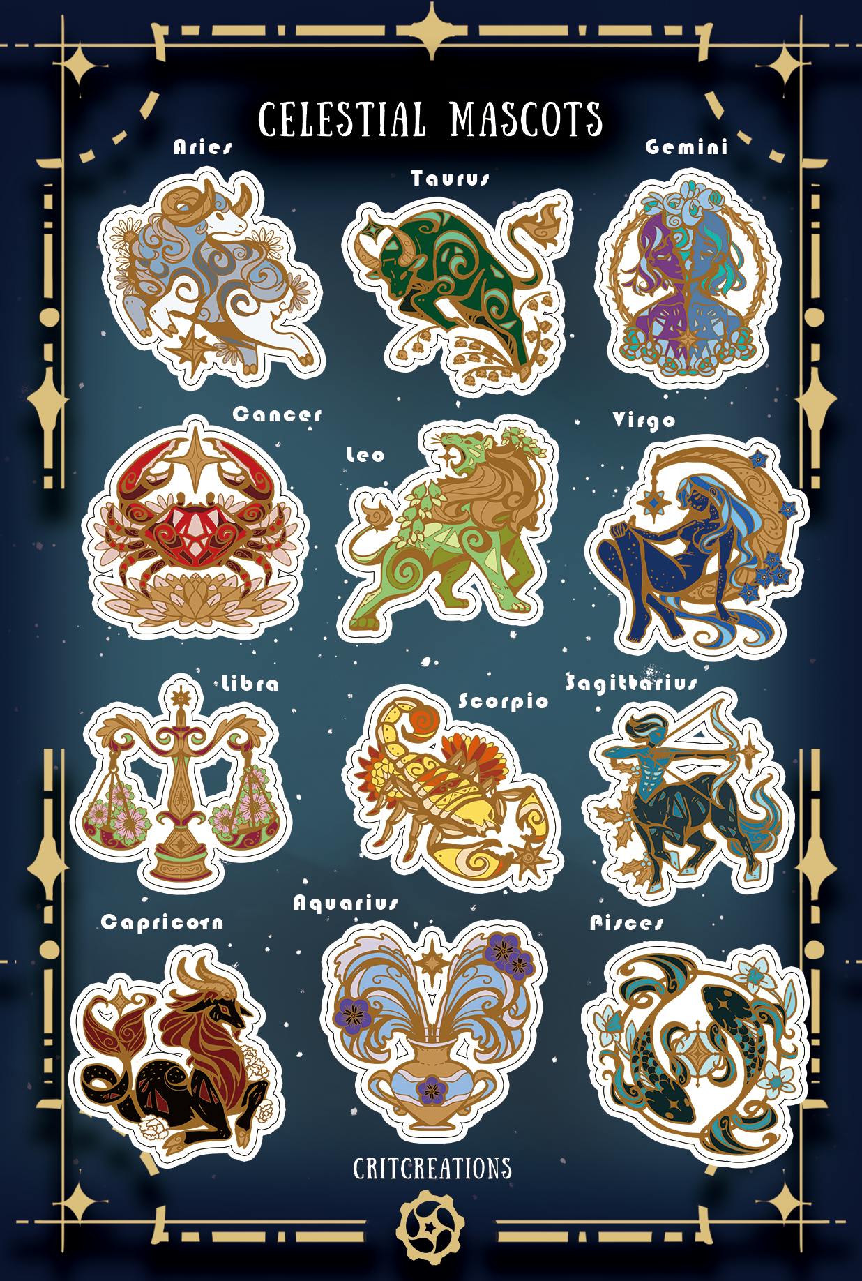 Sticker Sheet: Celestial Mascots