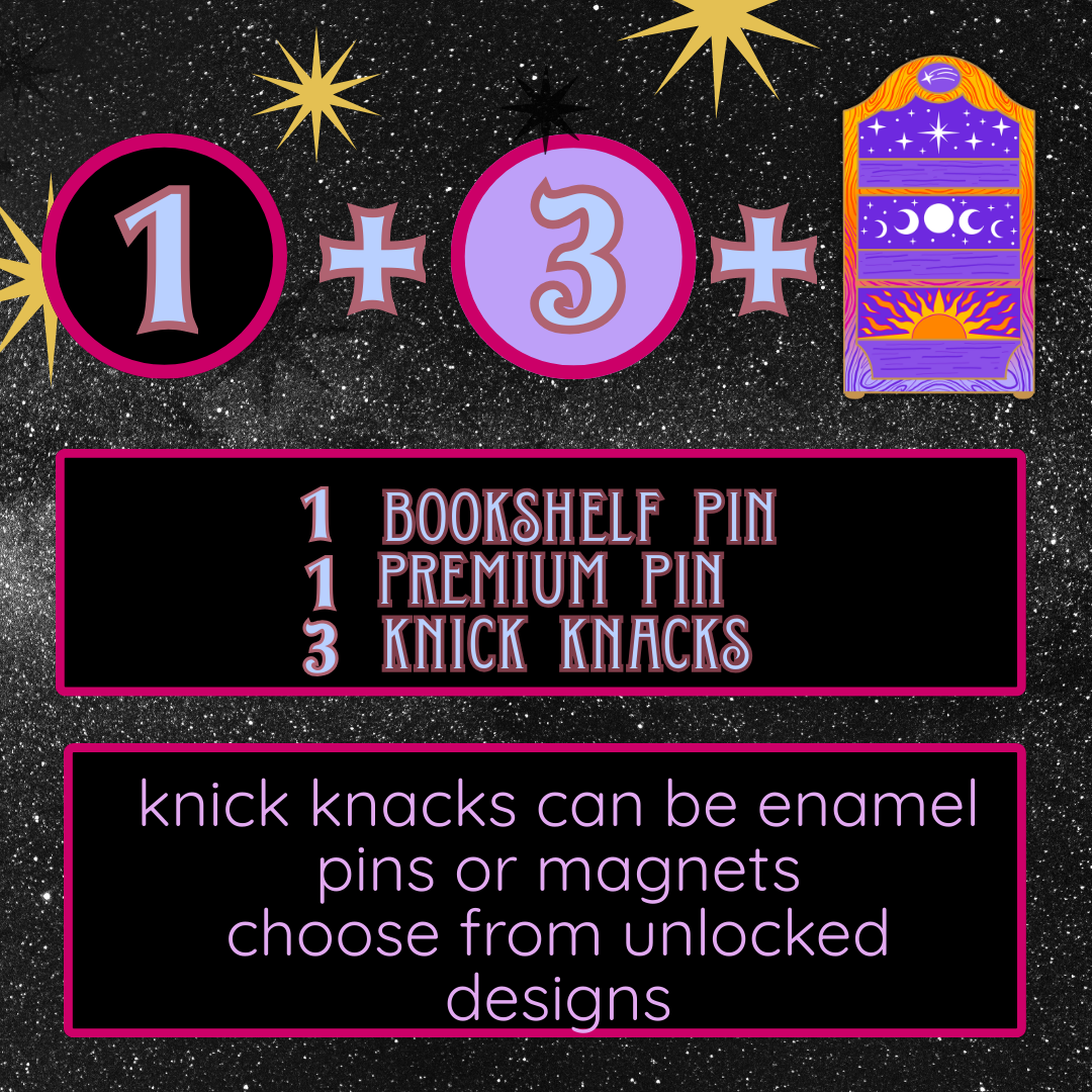 1 bookshelf+ 1 Premium + 3 Knick knacks