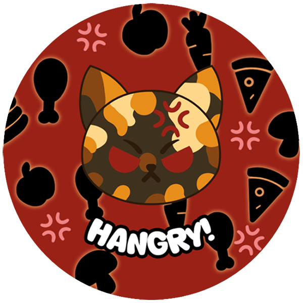 Hangry Tortie Cat 2.25 inch Button