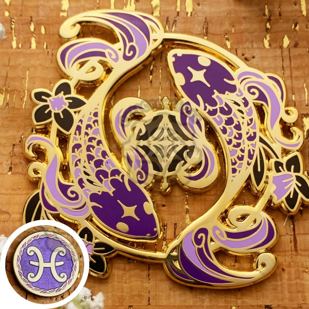 Celestial Coronation: Zodiac Feb Amethyst Pisces Set